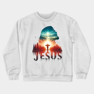 Christian Tshirt Design Siluet Jesus Christ Crewneck Sweatshirt